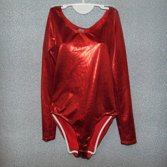 Spirit Shiny Red Long Sleeve Leotard S - Picture 1 of 6